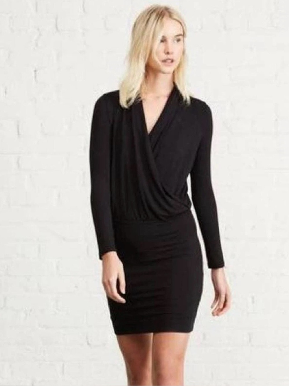NWT Amour Vert Malvina Surplice Jersey Knit Faux Wrap Dress Anthracite Gray L
